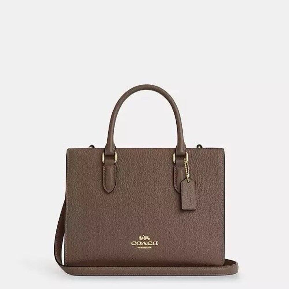 NWT Coach Maggie Small Tote Bag Blocked Signature Canvas CY668 Gold/Dark Stone - Picture 7 of 10